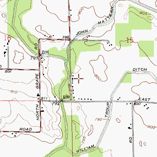Topographic Map of Eby Farms, IN