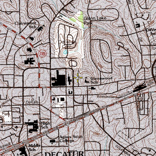 Topographic Map of Ponce De Leon Court Historic District, GA