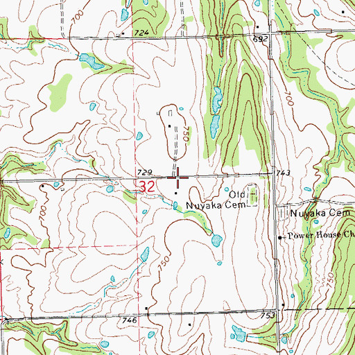 Topographic Map of Barnes Family Cemetery, OK