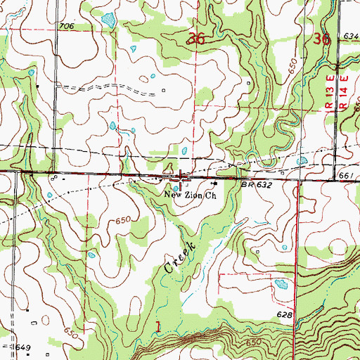 Topographic Map of Moore Creek Cemetery, OK