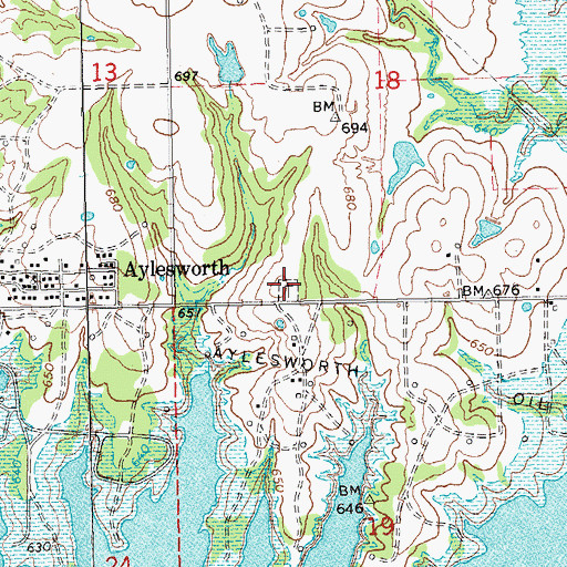 Topographic Map of Aylesworth Cemetery, OK
