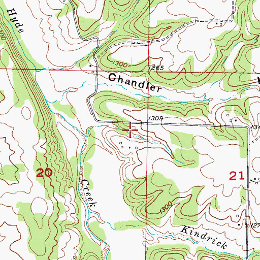 Topographic Map of Weaver Cemetery, MO