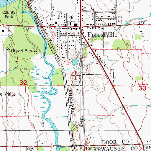 Topographic Map of Forestville Wastewater Treatment Plant, WI