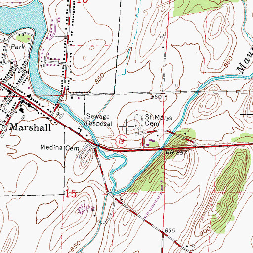 Topographic Map of Marshall Wastewater Treatment Facility, WI
