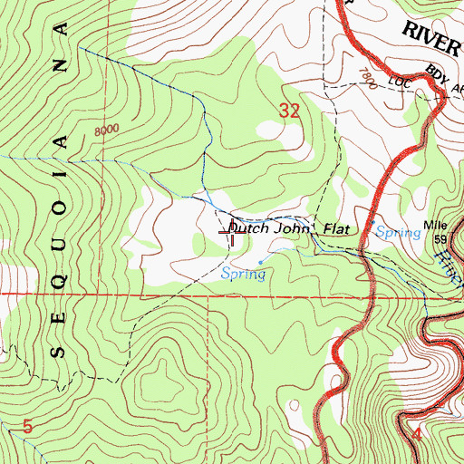 Topographic Map of Dutch John Flat, CA