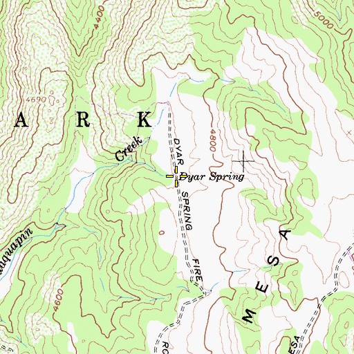 Topographic Map of Dyar Spring, CA