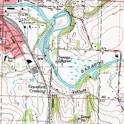 Topographic Map of Baraboo Wastewater Treatment Plant, WI