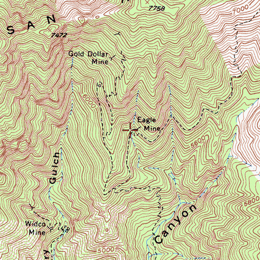 Topographic Map of Eagle Mine, CA