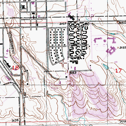 Topographic Map of Box Elder Post Office, SD