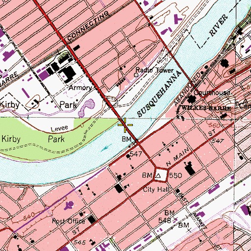 Topographic Map of Market Street Bridge, PA