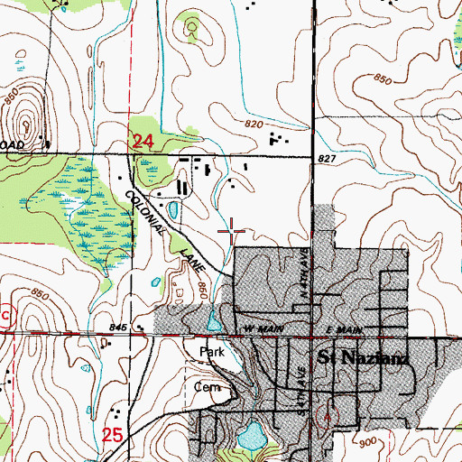 Topographic Map of Saint Nazianz Wastewater Treatment Plant, WI