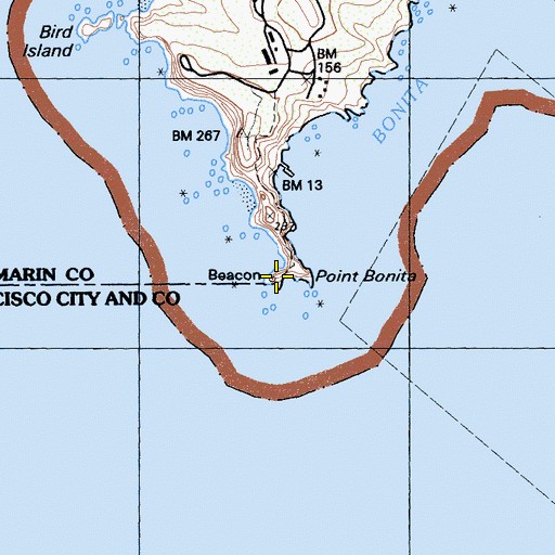 Topographic Map of Point Bonita Arch, CA