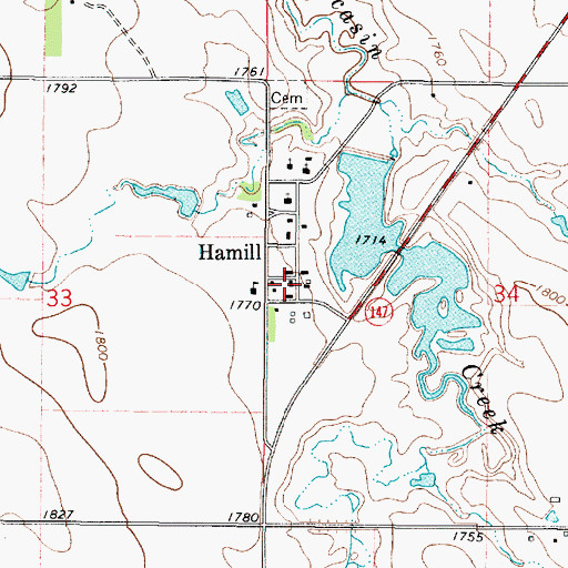 Topographic Map of Hamill Post Office, SD