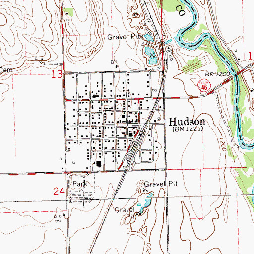 Topographic Map of Hudson Post Office, SD