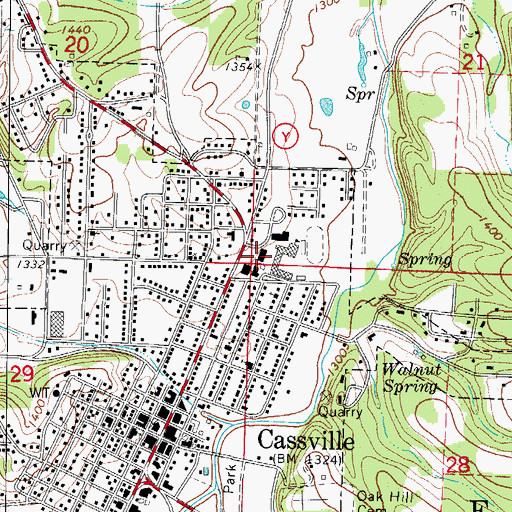 Topographic Map of Cassville Middle School, MO