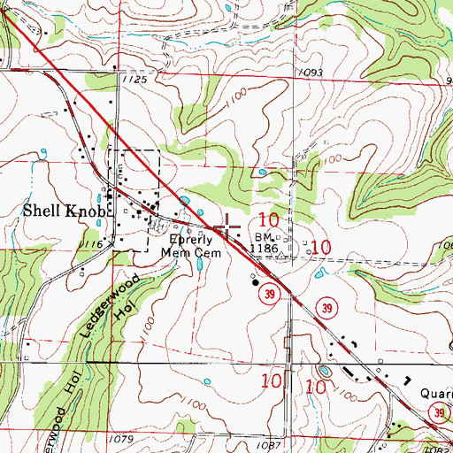 Topographic Map of Shell Knob Elementary School, MO
