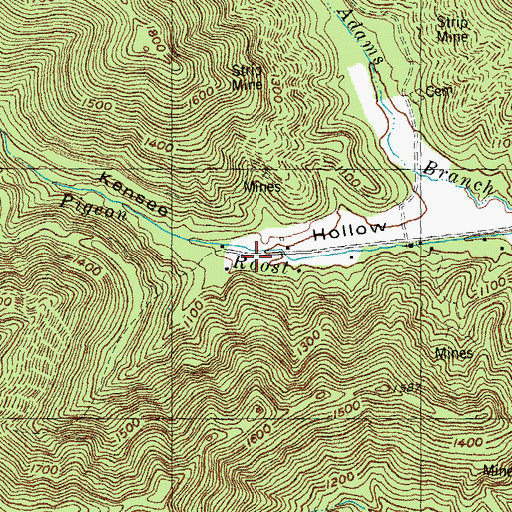 Topographic Map of Kensee Railroad Station (historical), KY