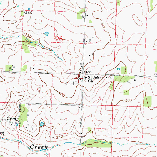 Topographic Map of Saint Johns School (historical), MO