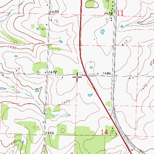 Topographic Map of Long School (historical), MO