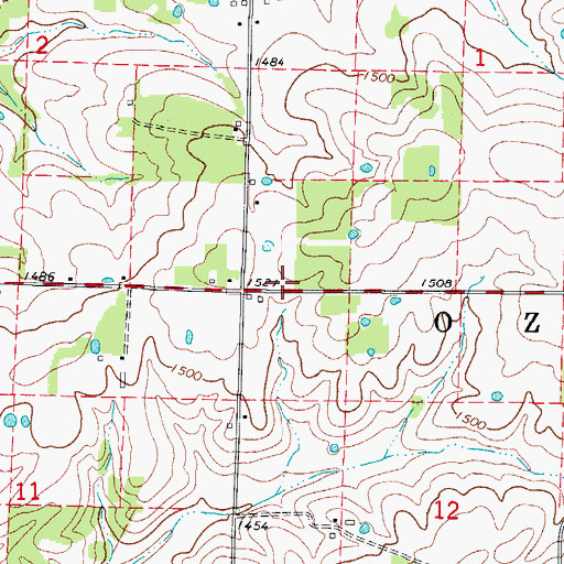 Topographic Map of Consolidated High School Number One (historical), MO