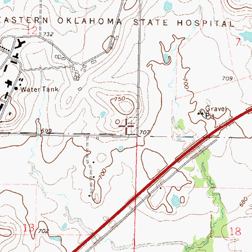 Topographic Map of Eastern State Hospital Cemetery, OK