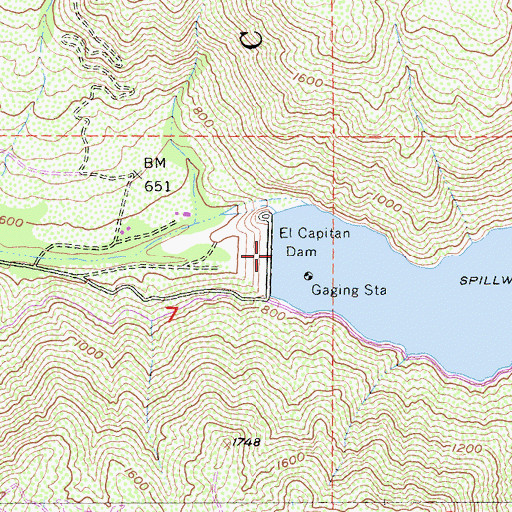 Topographic Map of El Capitan Dam, CA