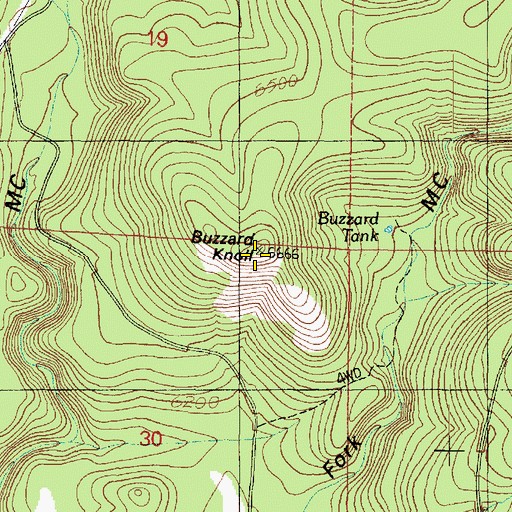 Topographic Map of Buzzard Knoll, AZ