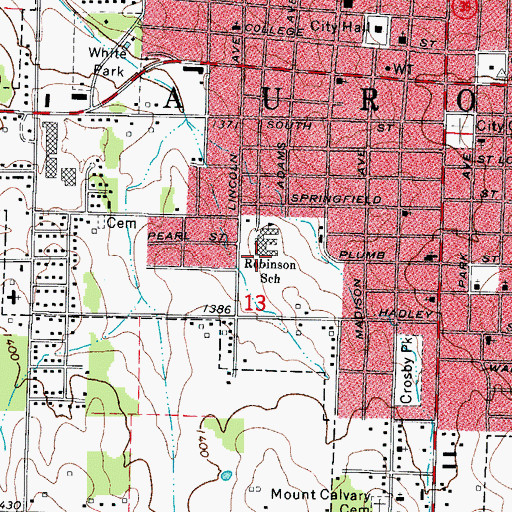 Topographic Map of Robinson Intermediate School, MO