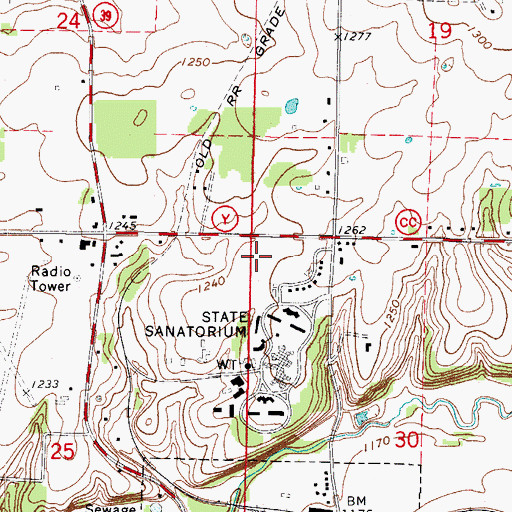 Topographic Map of Mount Vernon Elementary School, MO