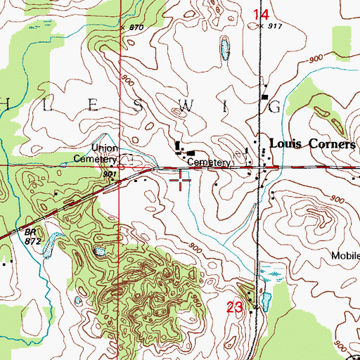 Topographic Map of Louis Corners Dairy, WI