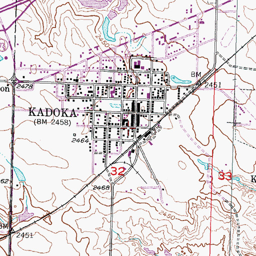 Topographic Map of Kadoka Post Office, SD