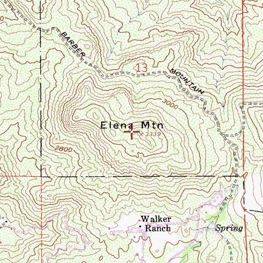 Topographic Map of Elena Mountain, CA