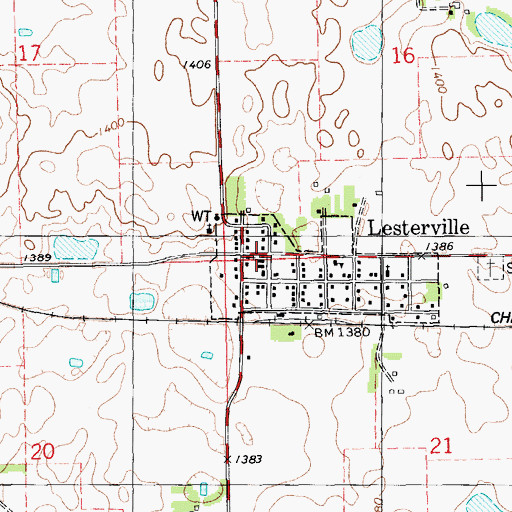 Topographic Map of Lesterville Post Office, SD