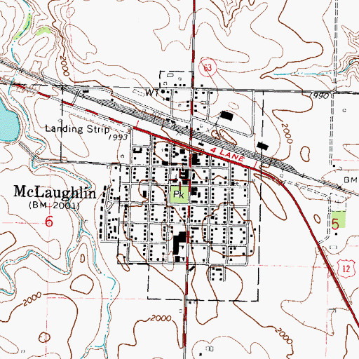 Topographic Map of McLaughlin Post Office, SD