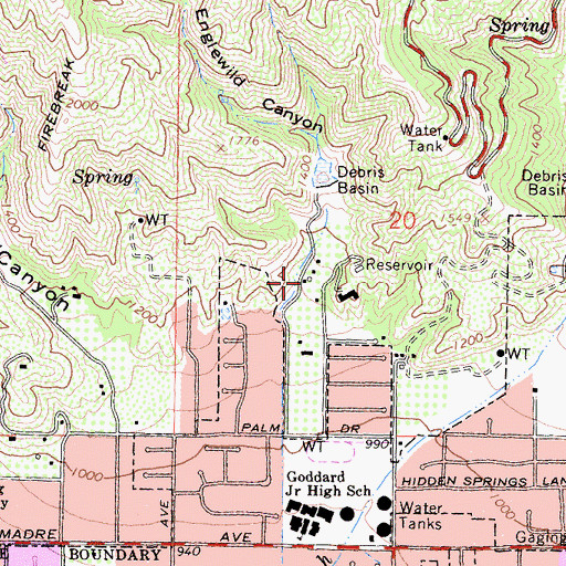Topographic Map of Englewild Canyon, CA