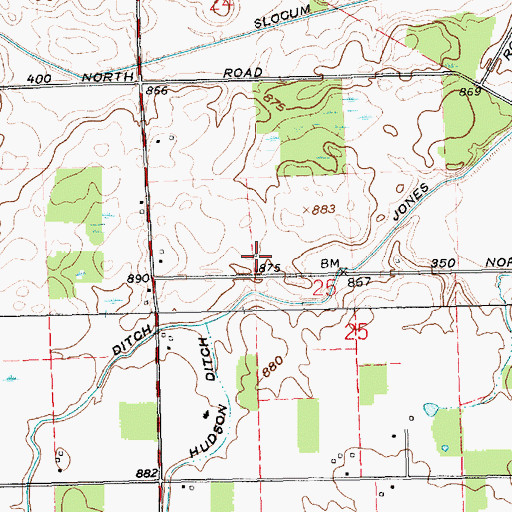 Topographic Map of Oswalt Hog Farm, IN