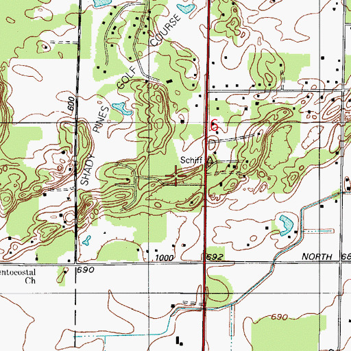 Topographic Map of Eylander Hog Farms, IN
