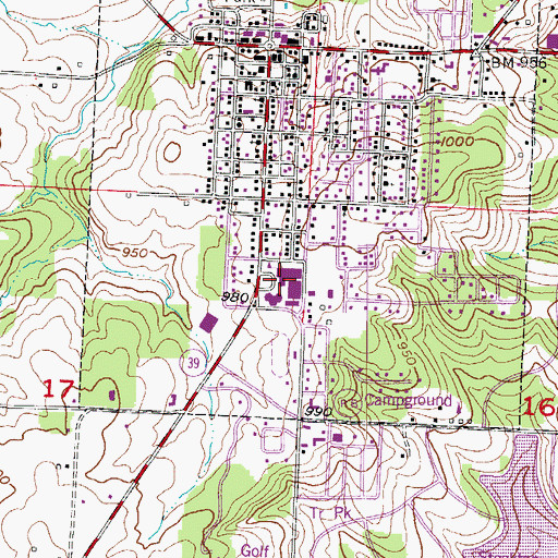 Topographic Map of Stockton Middle School, MO