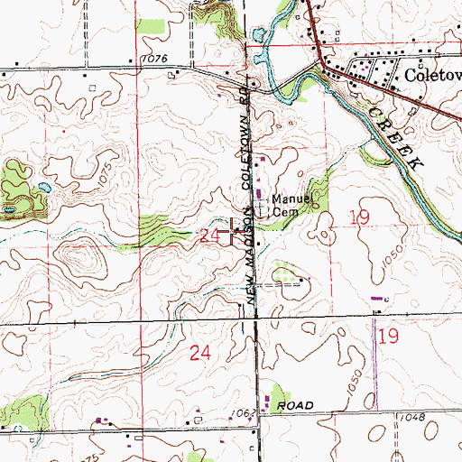 Topographic Map of Stoney Creek Farms, OH