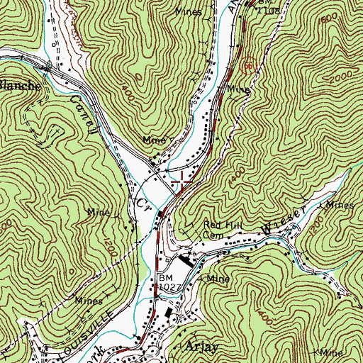 Topographic Map of Glendon Coal Camp (historical), KY