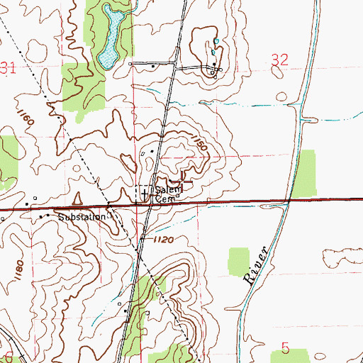 Topographic Map of Cates Farms, IN