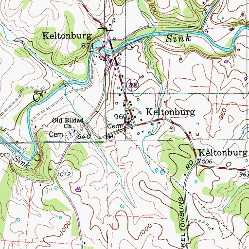 Topographic Map of Keltonburg Cemetery, TN
