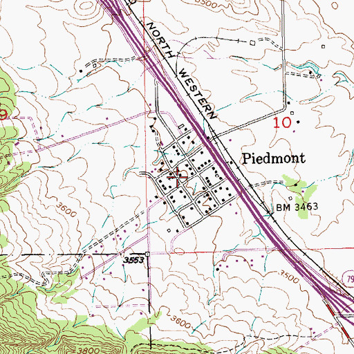 Topographic Map of Piedmont Post Office, SD
