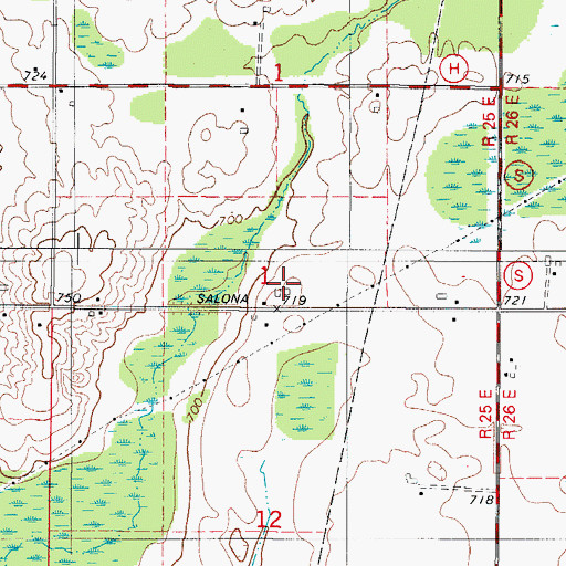 Topographic Map of Clark Farms, WI