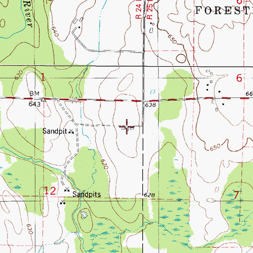 Topographic Map of Marin Farms, WI