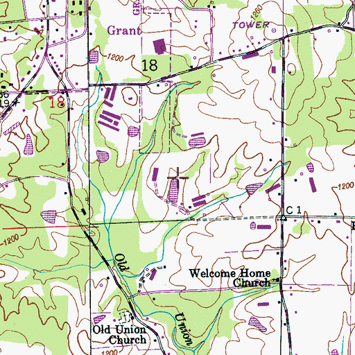 Topographic Map of Kirkland Farms, AL