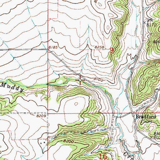 Topographic Map of Bradford and Swire Ditch, CO
