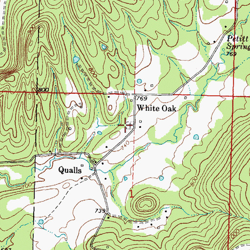 Topographic Map of White Oak Cemetery, OK