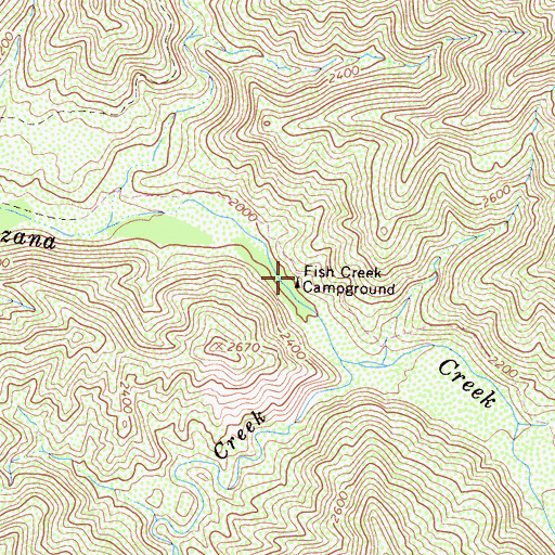 Topographic Map of Fish Creek Campground, CA