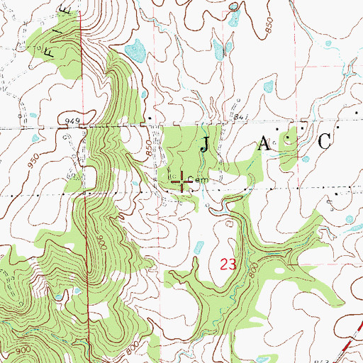 Topographic Map of Shawnego Cemetery, OK